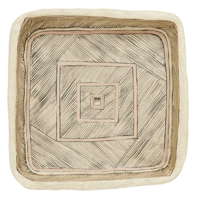 Quadratischer Kunstteller aus Pappmaché