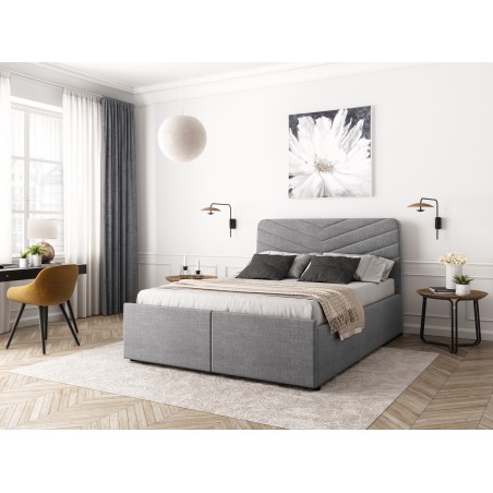 Cadre de lit 1492DG avec tête de lit avec coutures décoratives et 2 tiroirs frontaux