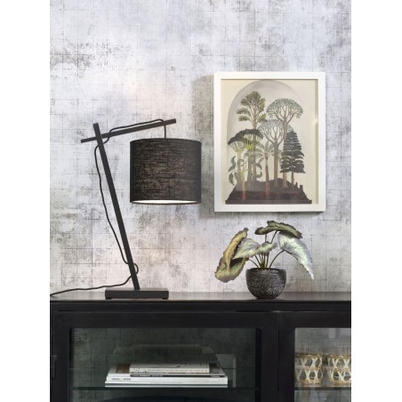 Andes tafellamp in zwart bamboe en linnen