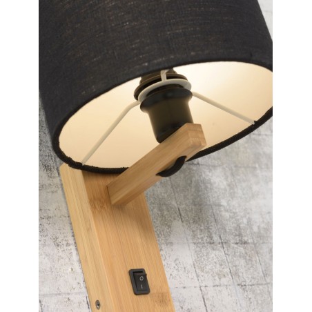 Lampe sur pied en bambou et abat-jour lin écologique ANDES (naturel, lin  clair)