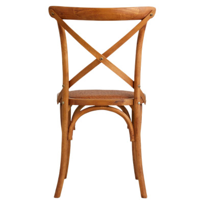X-stoel van eikenhout en rotan