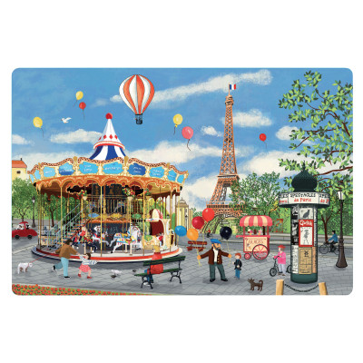 Placemat met carrousel van de Eiffeltoren