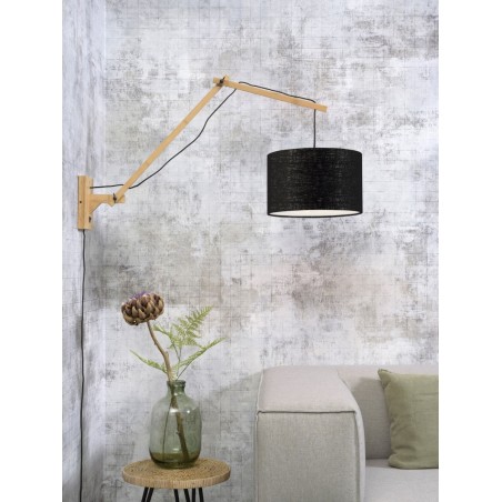 Анди стенна лампа, изработена от естествен бамбук и лен с две фуги