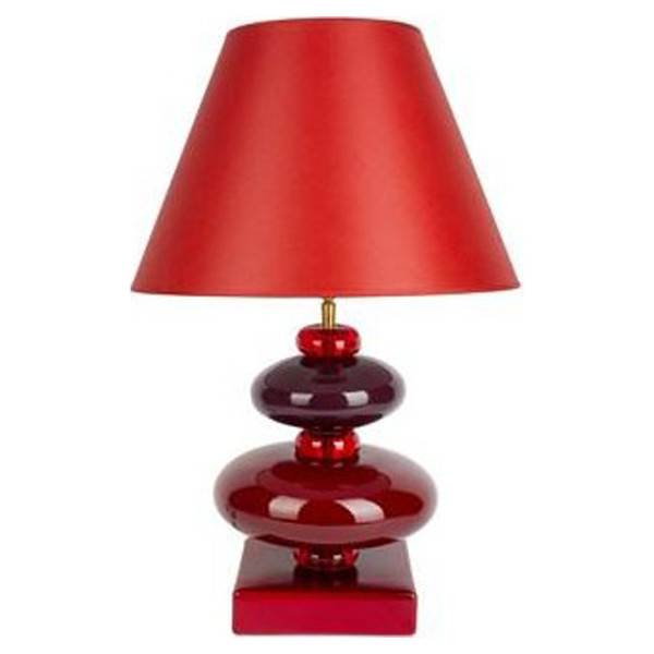 Червена лампа с платинен абажур