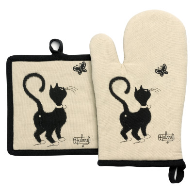 Dubout Cat Papillon Handschuh- und Topflappen-Set
