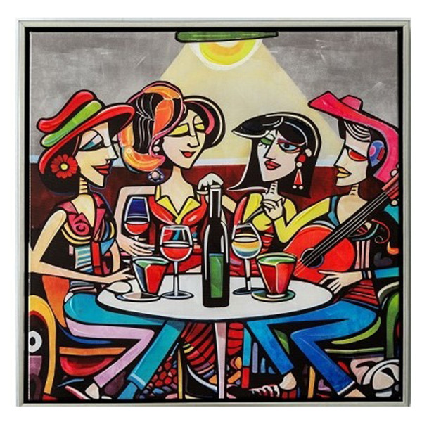 Tisch Frauen rund um ein Glas