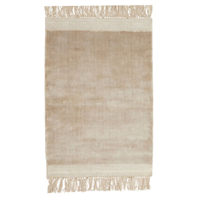 Filuca beige blank tæppe med frynser