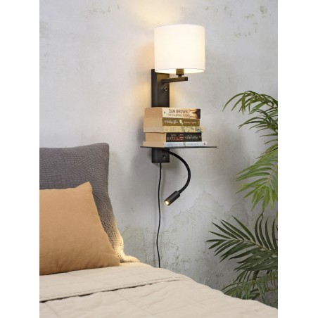 Aplique de pared Florencia con lámpara de lectura y pantalla