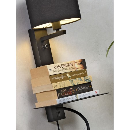 Aplique de pared Florencia con lámpara de lectura y pantalla