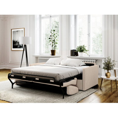 Sofá cama Alice de 3 plazas, sistema de dormir exprés de tela con colchón de 140 x 190