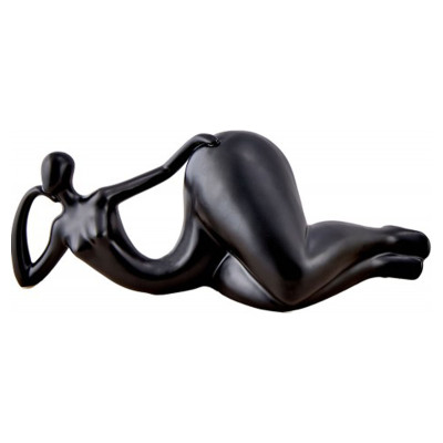 Escultura de silueta femenina reclinada