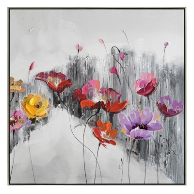 Mesa cuadrada con flores de amapola