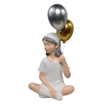Escultura con forma de globo para niñas sentadas