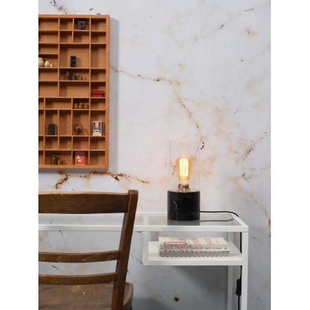 Ateenan pöytälamppu marmorista ja lasista