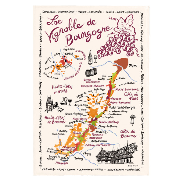 Teepyyhe Burgundin kartta