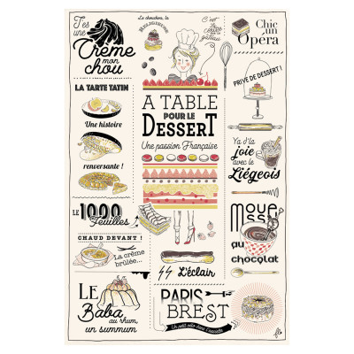 Keittiöpyyhe Les desserts Français