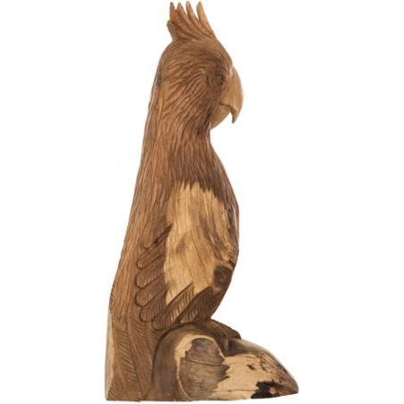 Sculpture Parrot Rio en bois de teck