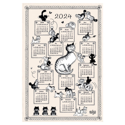 Torchon Dubout Calendrier Chatons 2024