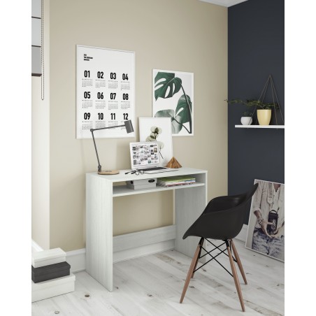 FOBUR8310 σταθερό γραφείο με λευκό ράφι