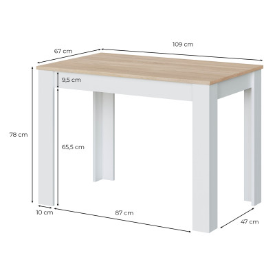 Bővíthető kiegészítő asztal tölgyfehér színben