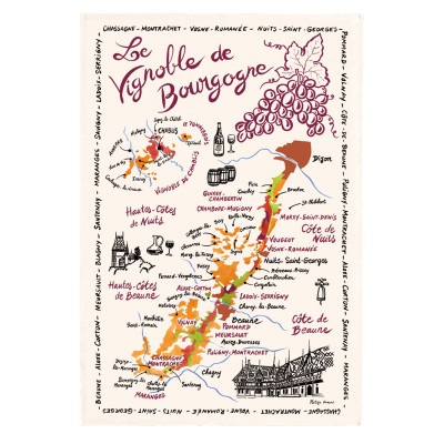 Tea törölköző Burgundia térképe