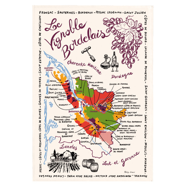 Tea törölköző Bordeaux térképe