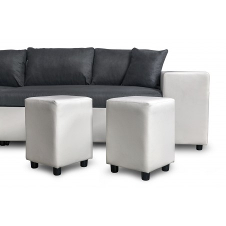 Maria Plus convertible right corner sofa with fixed niche on the right and 2 poufs