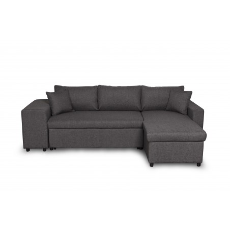 Maria Plus convertible left corner sofa with fixed niche on the left and 2 poufs