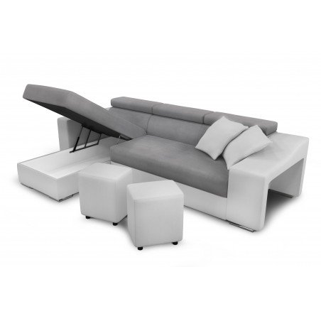 Stilo convertible right corner sofa with chest and 2 ottomans