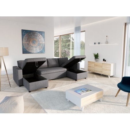 Maria U Convertible Panoramic Sofa with 2 Storage Compartments