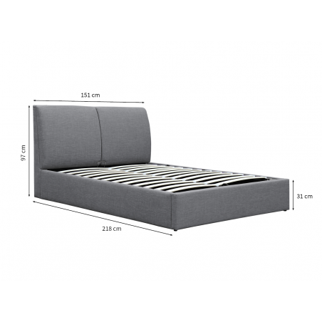 Bed Frame 1428G with Storage and Cushion Effect Headboard