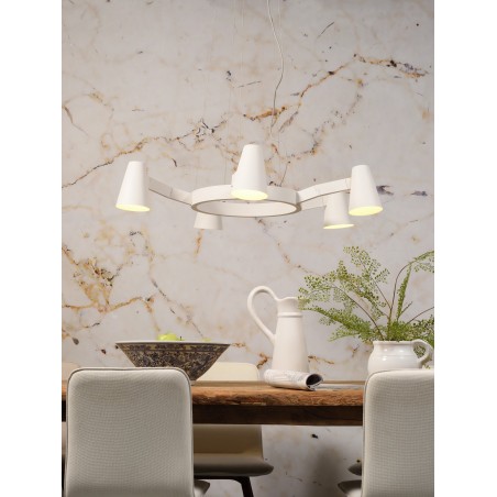 Chandelier pendant lamp with 5 spokes Biarritz
