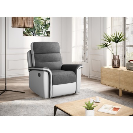 Manual Recliner Chair 9222 in Faux Leather and Microfiber