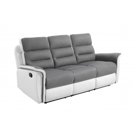 Manual Reclining 3-Seater Sofa 9222 in Faux Leather and Microfiber