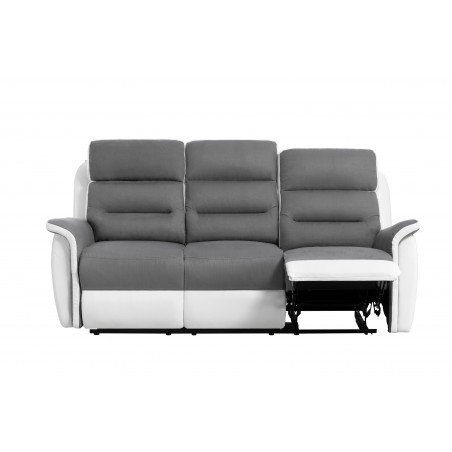 Manual Reclining 3-Seater Sofa 9222 in Faux Leather and Microfiber