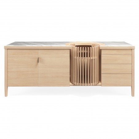 Carousel Oak and Marble Sideboard