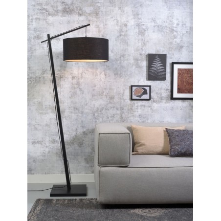 Andes floor lamp in black bamboo and linen