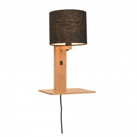 Andes Wall Lamp in Natural Bamboo and Linen with Shelf