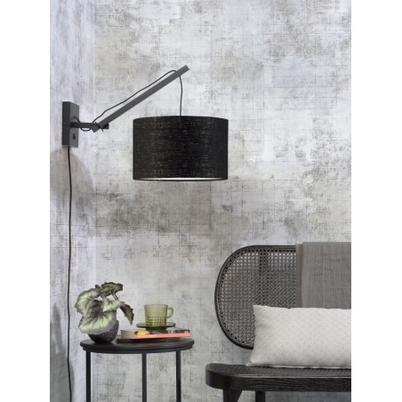 Andes Wall Lamp in Black Bamboo and Linen