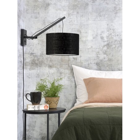 Andes Wall Lamp in Black Bamboo and Linen