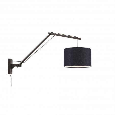 Andes Wall Lamp in Black Bamboo and Linen with Two Joints