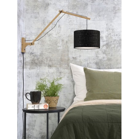 Andes wall light made of natural bamboo and linen with two joints