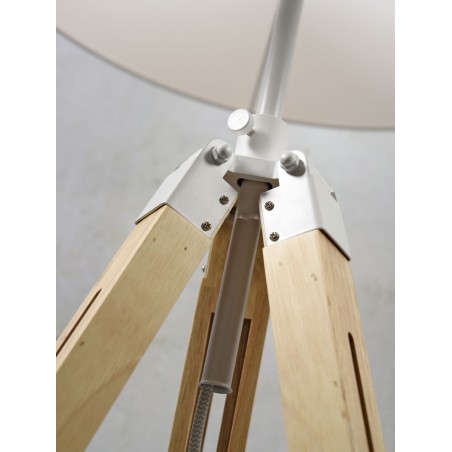 Darwin Floor Lamp in Wood and White Iron