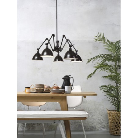 Amsterdam iron pendant lamp with 5 lampshades