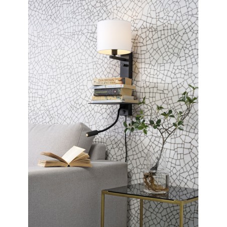 Florence Wall Lamp with Reading Light and Lampshade