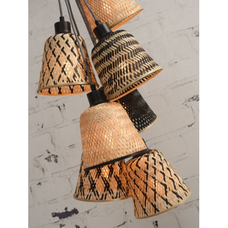 Kalimantan pendant lamp with 7 lampshades