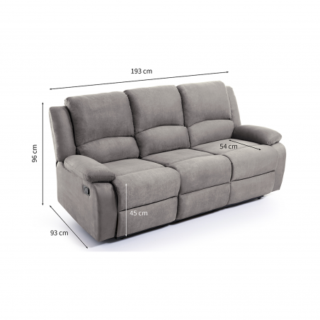 9121 Manual 3 Seater Microfiber Relaxation Sofa