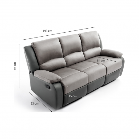 9121 Manual 3 Seater PU Microfiber Relaxation Sofa