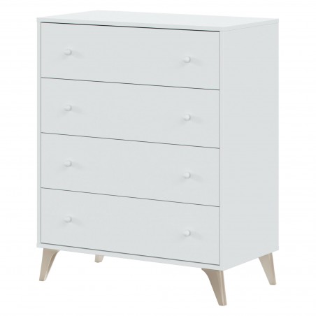 Chest of drawers FOCOM7804 Scandinavian 4 drawers white and wooden legs
