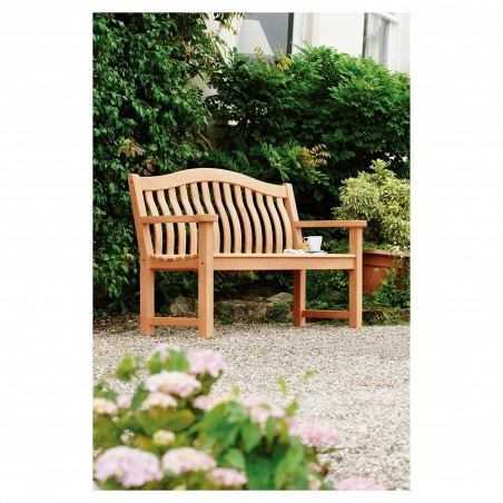 Turnberry bench with ergonomic backrest in mahogany